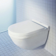 Подвесной унитаз Rimless Duravit Starck-3 безободковый с крышкой-сиденьем soft close (45270900A1)