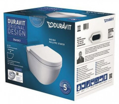 Подвесной унитаз Rimless Duravit Starck-3 безободковый с крышкой-сиденьем soft close (45270900A1)
