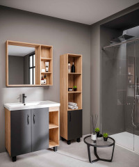 Тумба напольная Grossman ФЛАЙ-80 см дуб сонома/серая (ум.Фостер 80-Пр)