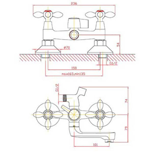 Смеситель для ванны Agger Retro A1921200