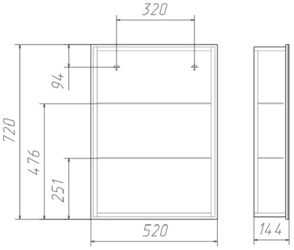 Шкаф-зеркало Хеппи 50 Идеал левый/правый Домино