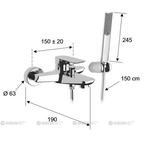 Смеситель для ванны Mariani Infinity 230 VP