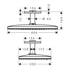 Верхний душ Hansgrohe Rainmaker Select 460 3jet, с потолочным подсоединением