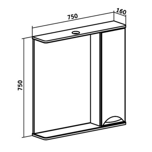 Зеркальный шкаф Runo Барселона 75 правый