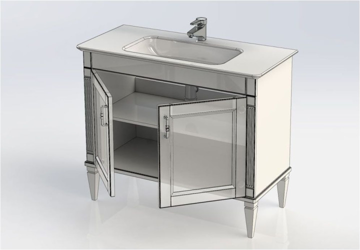Тумба под раковину Aquanet Селена 105 белый/серебро (2 дверцы)