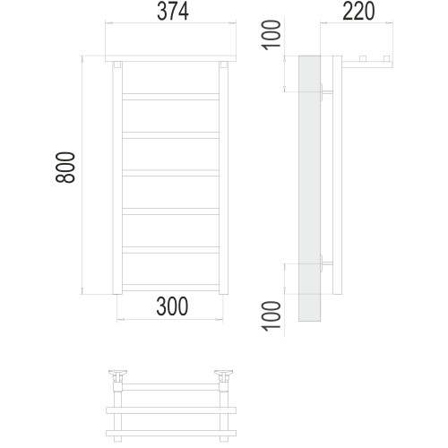 Полотенцесушитель TERMINUS Стандарт Контур с/п П7 300х800 NEW