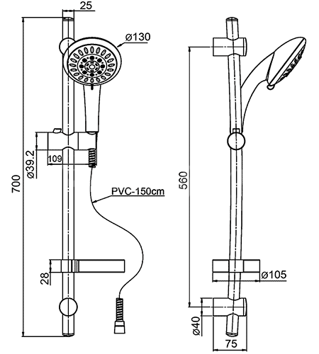 Душевой гарнитур Paini Parma 50CR124P16