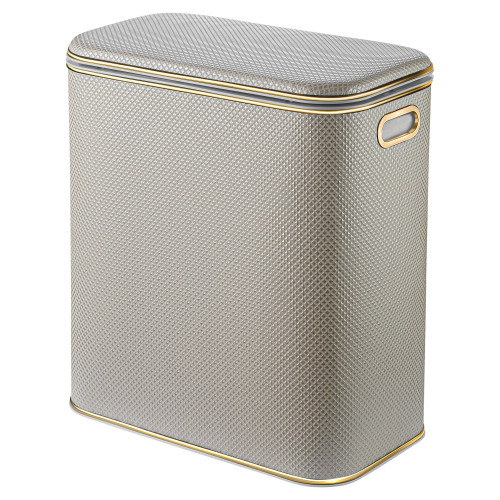 Корзина для белья Geralis RWG-M Ромб белая, кант золото, малая