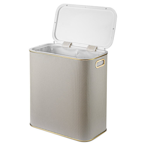 Корзина для белья Geralis RWG-M Ромб белая, кант золото, малая