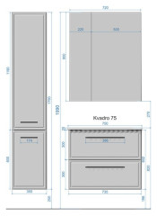 Шкаф пенал Raval Quadro 35 подвесной