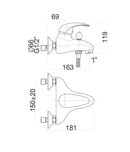 Смеситель для ванны Fiore NEXUS 43CR1410, хром