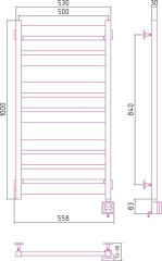 Электрический полотенцесушитель Сунержа Центурион 1000х500 скрытое подключение