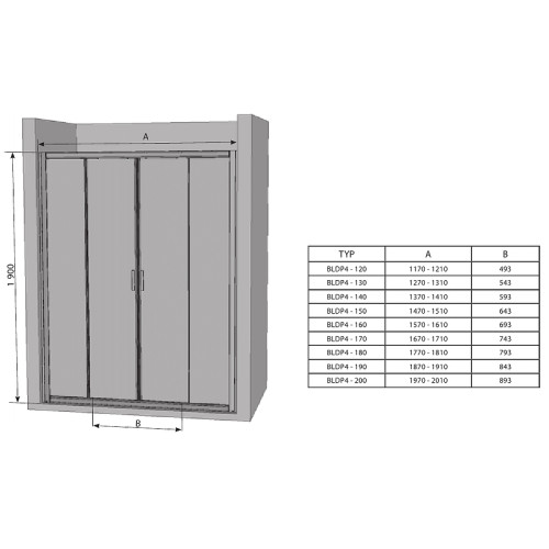 Душевая дверь Ravak раздвижная 170х190, толщина полотна мм универсальная, цвет профиля сатин