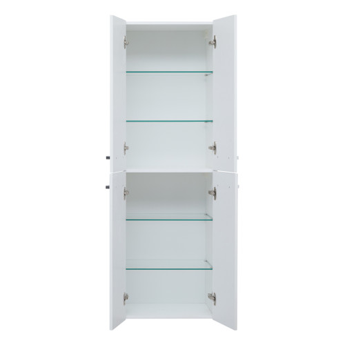 Пенал, 50 см, подвесной/напольный, универсальный, 4 дверцы, 4 стеклянные полки, белый глянец