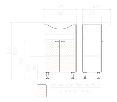 Тумба под умывальник &quot;Уют 50&quot; ЛАЙТ без ящика Домино