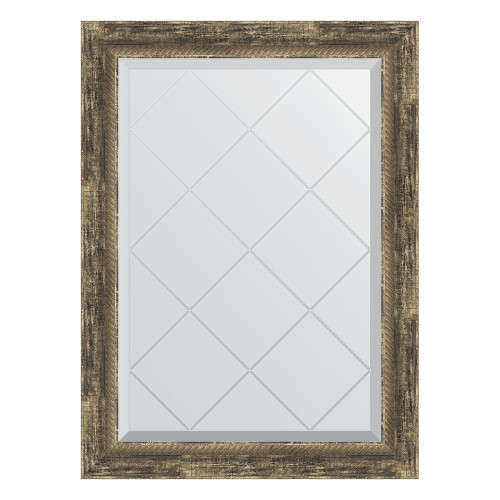 Зеркало настенное с гравировкой EVOFORM в багетной раме старое дерево с плетением, 63х86 см, BY 4092