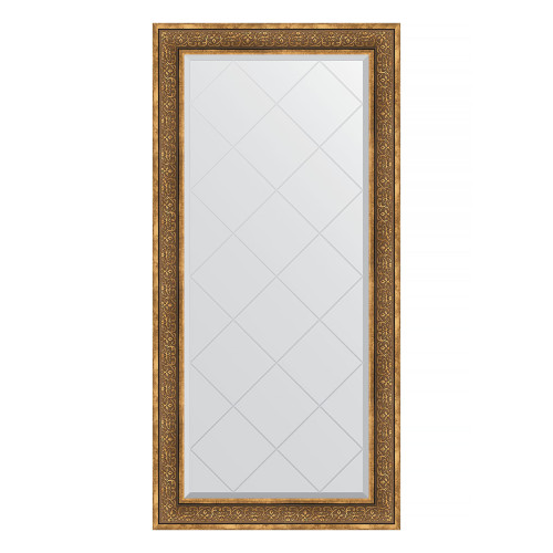 Зеркало настенное с гравировкой EVOFORM в багетной раме вензель бронзовый, 79х161 см, BY 4292