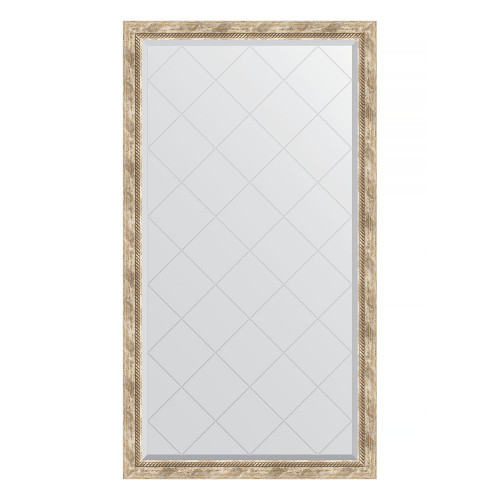 Зеркало настенное с гравировкой EVOFORM в багетной раме прованс с плетением, 93х168 см, BY 4392
