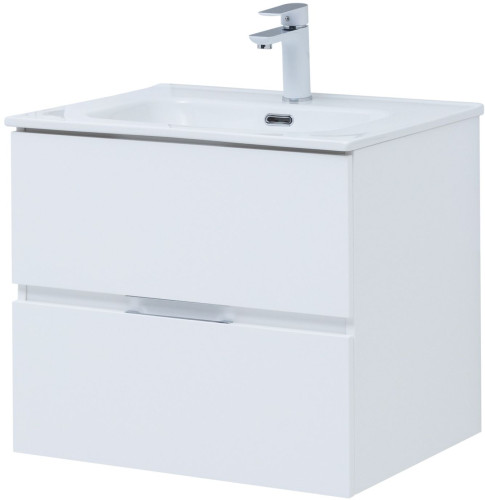 Тумба с раковиной Aquanet Алвита New 60 2 ящика, белый матовый