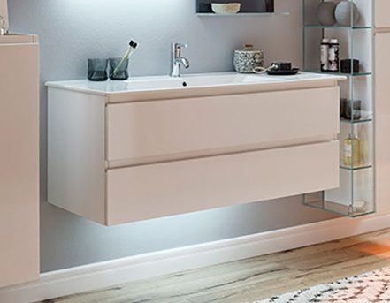 Marlin 3290fair, тумба под раковину 117 см, (2 одинаковых по высоте ящика), цвет белый шелковый глянец