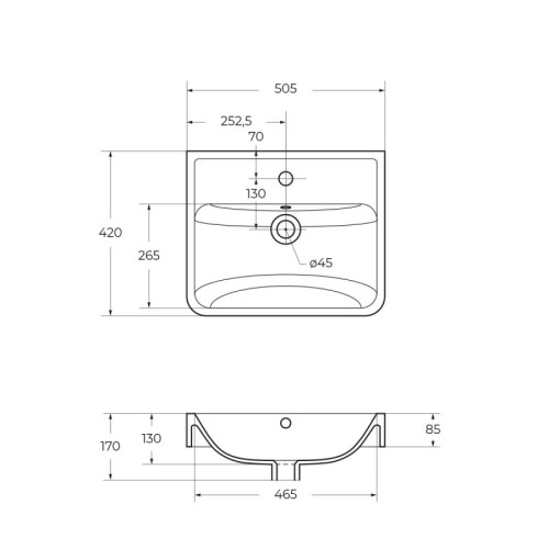 База под раковину подвесная BelBagno NEON-500-2C-SO-PB