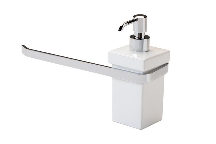 Stil Haus Mizar, полотенцедержатель + керамический дозатор, цвет хром - белая керамика