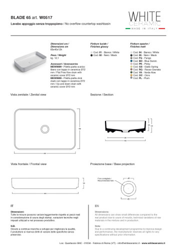 White Ceramic Blade, накладная прямоугольная раковина 65x40x11,5h см, цвет черный матовый