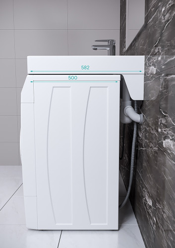 Раковина над стиральной машиной Paulmark WELT 730431, белая, 60х60, с комплектом, Paulmark