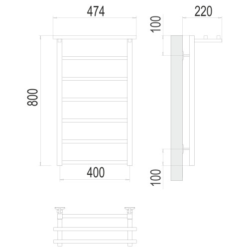 Полотенцесушитель TERMINUS Стандарт Контур с/п П7 400х800 NEW
