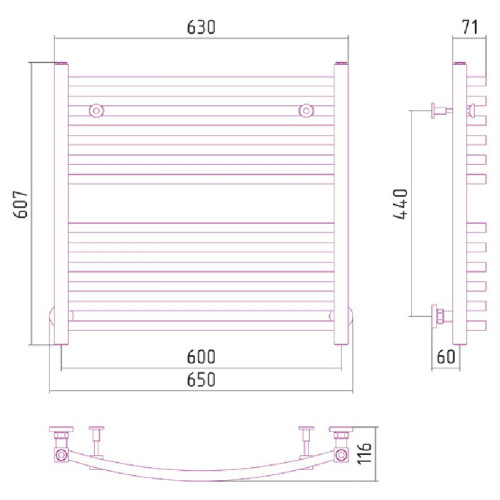 Водяной полотенцесушитель Сунержа Аркус 600х600