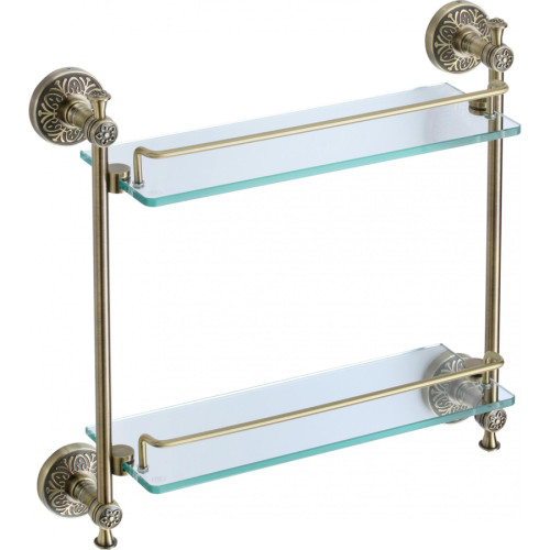 Полка прямая двойная (стеклянная) 40 см S-005822C Savol бронза