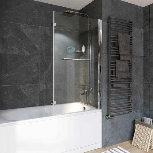 Шторка для ванны Grossman GR-108 (15х80*140) алюминиевый профиль, стекло ПРОЗРАЧНОЕ 6 мм