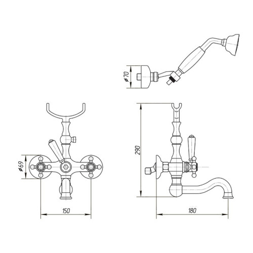 Смеситель для ванны Migliore Arcadia ML.ARC-8302