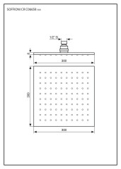 Emmevi, душевая квадратная антикальковая головка из латуни 300х300 мм, подключение 1/2&quot;, цвет бронза