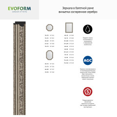 Зеркало настенное Octagon EVOFORM в багетной раме виньетка состаренное серебро, 60,4х60,4 см, BY 3692