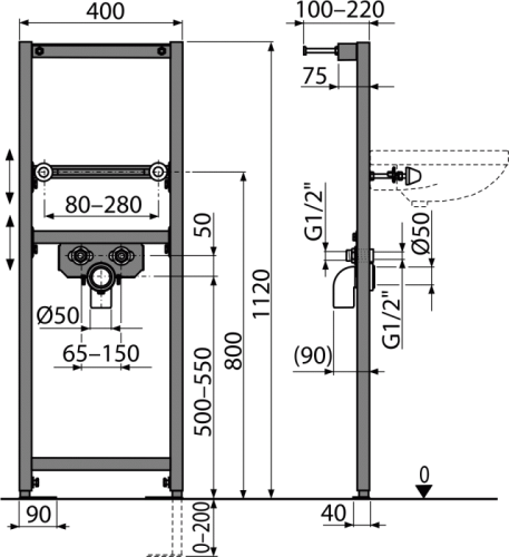 Инсталляция Alcaplast  A104/1120 для раковины