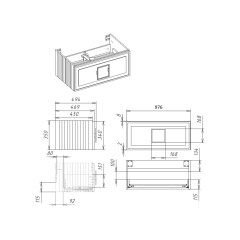 Тумба под раковину подвесная La Fenice Cubo FNC-01-CUB-G-100, серо-зеленая