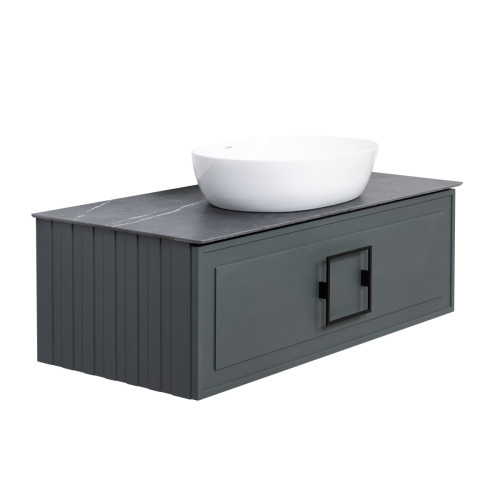 Тумба под раковину подвесная La Fenice Cubo FNC-01-CUB-G-100, серо-зеленая