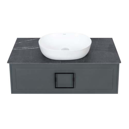 Тумба под раковину подвесная La Fenice Cubo FNC-01-CUB-G-100, серо-зеленая