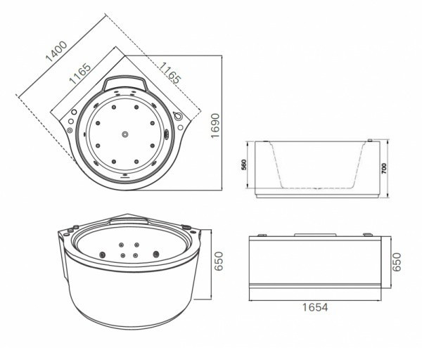Акриловая ванна Gemy G9251 K 140x140
