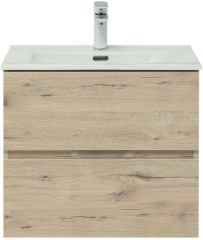 Тумба с раковиной Aquanet Алвита New 60 2 ящика, дуб веллингтон белый