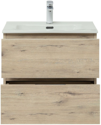 Тумба с раковиной Aquanet Алвита New 60 2 ящика, дуб веллингтон белый
