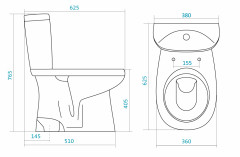 Santek Анимо Унитаз-компакт с вертикальным выпуском и сидением микролифт