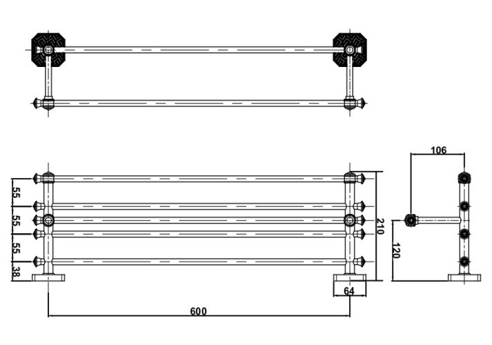 Полка с держателем для полотенца Antik Duo 081502 Br