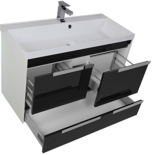 Тумба с раковиной Aquanet Тиволи 100 черный