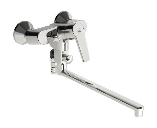 Смеситель для ванны и душа Oras Saga с поворотным изливом (300 мм) и душевым комплектом Oras Apollo (3945Y)