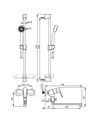 Смеситель для ванны и душа Oras Saga с поворотным изливом (300 мм) и душевым комплектом Oras Apollo (3945Y)