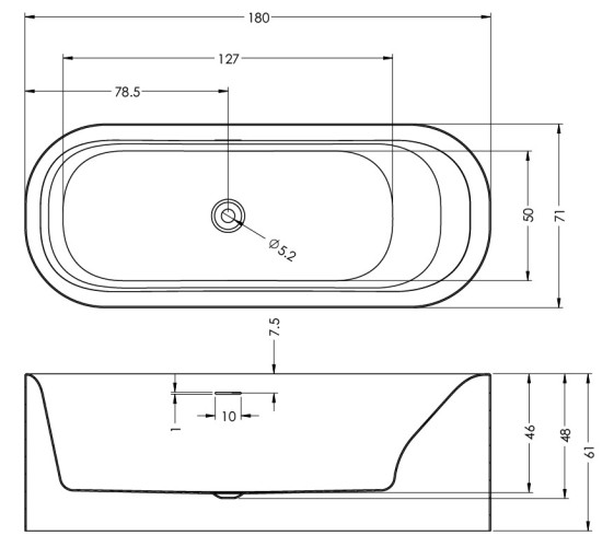 Акриловая ванна Riho DEVOTION FREE 180WHITE GLOSSY  B095001005