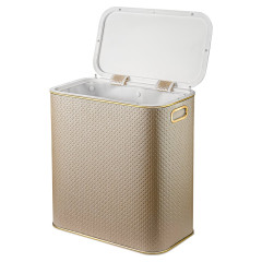 Корзина для белья  PLG-M PUNTO бежевая, кант золото, малая