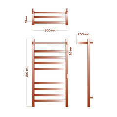 Полотенцесушитель электрический с полочкой (лесенка) Bauedge Hotel Shelf DB-0003, 50x100 см